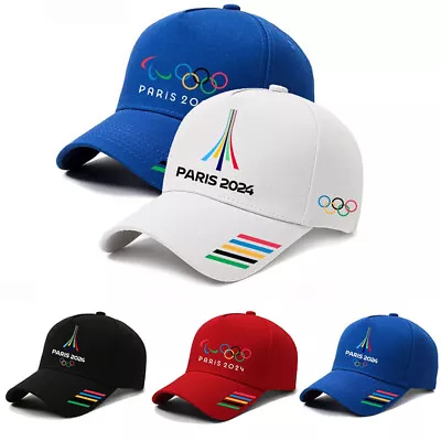 Paris Olympics Baseball Cap Olympic Logo Five Rings Trucker Hat Adjustable • £15.59