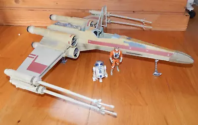 STARWARS LARGE 2002 X-WING FIGHTER With R2D2 & LUKE X-WING PILOT  19 X 18in • £45