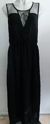 Lace/sheer Sleeveless Maxi Dress .... Black .... Fits: 10/12    #m0322 • $6.50