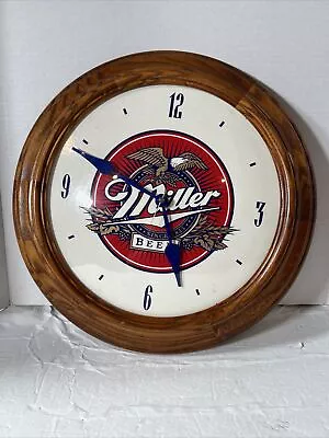 Vintage Miller Lite Beer Brewing Company Beer Oak Wooden Clock Working • $44.95