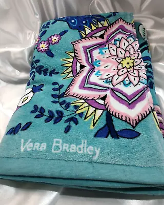 Vera Bradley's Large BEACH TOWEL In PEACOCK GARDEN Pattern 33  X 66  Blues NWT • $44.99