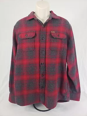 Orvis Large Flannel Shirt Pockets Plaid Red Men Long Sleeve Cotton Lumberjack • $3.50