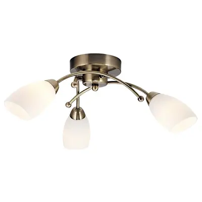 Contemporary 3 Arm Antique Brass Ceiling Light Fitting By Happy Homewares • £48.95