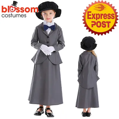 N413 Nanny English Girl Mary Poppins Costume Maid Victorian Historical Book Week • $27.48