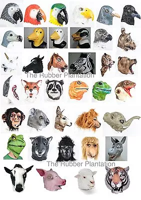£9.99 • Buy Latex Animal Mask Fancy Dress Halloween Zoo Jungle Bird Forrest Safari Farm Wild