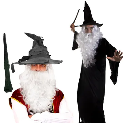 Wizard Cloak With White Wig And Beard Set Costume Magical Film Prof Fancy Dress • £12.99