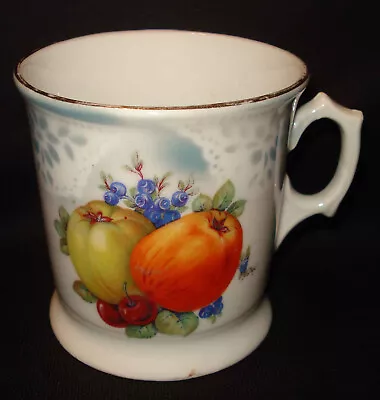 Vintage Eleanor Bavaria Porcelain Blue Flower Fruit Cherries Mustache Mug Cup • $4