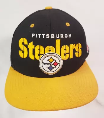 Pittsburgh Steelers Mitchell & Ness Hat Cap Black NFL Block Football Snapback • $17.95