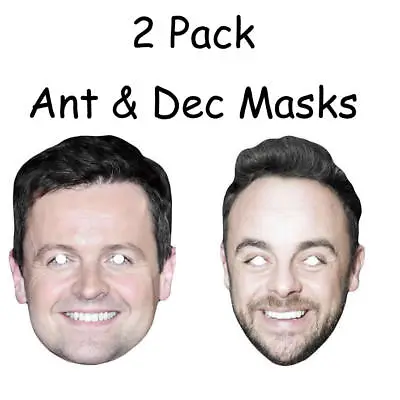 2 Pack - Ant & Dec Celebrity Card Face Mask - Ready To Wear - Fancy Dress • £3.45