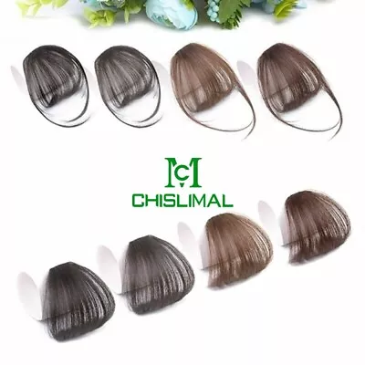 Real Real Human Hair Thin Neat Air Bangs Clip In Korean Fringe Front Hairpiece • $12.09