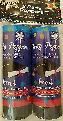 $3.49 • Buy Graduation Confetti Streamer Party Poppers 2/Pk