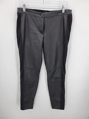 H&M Pants Womens 12 Black Faux Suede Mixed Media Tapered Fit Modern NWT • $16.78