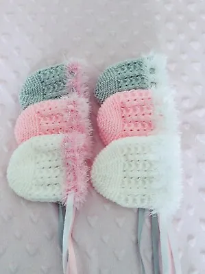  New Hand Knitted  Baby Bonnet Newborn  -  0/3 Months • £3