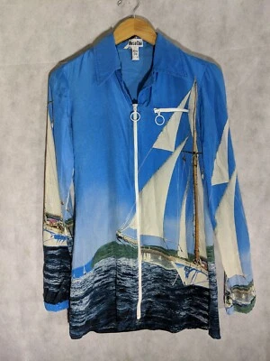 $54 • Buy Rosa Cha Vintage Realistic Photo Print Zip Beach Shirt Jacket S