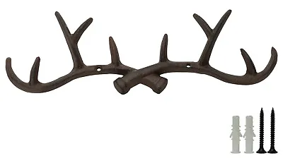 Woodside 10 Hook Cast Iron Wall Mounted Deer Antler Coat Hooks/Key Hanger Rack  • £14.99