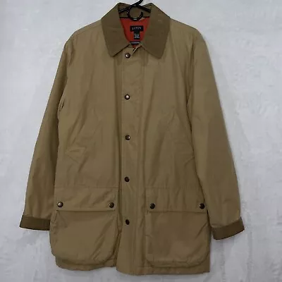 J CREW Barn Jacket Men S Khaki Chore Coat VTG Quilted Lined Corduroy Trim FLAW • $44.90