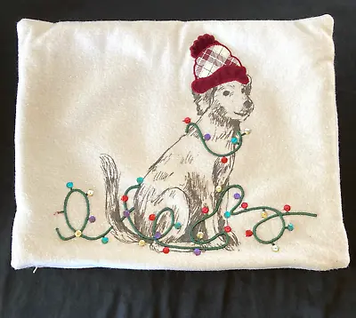 Dog Martha Stewart Christmas Throw Pillow Zipper Cover Sham Sequins 16 X20  • $14.99