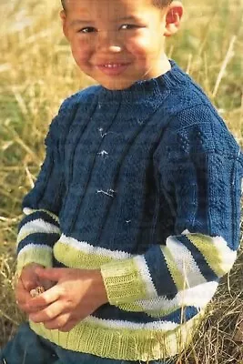 94 Boys Double Knit Sweater 22-30  Vintage Knitting Pattern COPY • £3.49