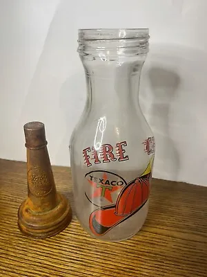 TEXACO FIRECHIEF Glass Motor Oil Bottle 1 Quart Vintage Style Gas Station • $14.94