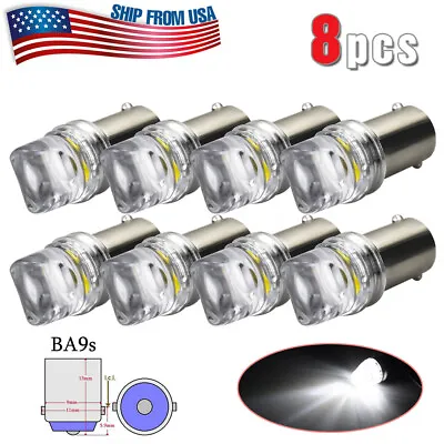 8pcs BA9S Bayonet Xenon LED Lamp Instrument Cluster Gauge Dash Light Bulb White • $10.99