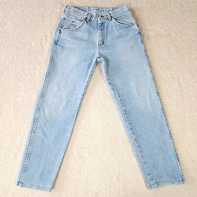 Vintage Wrangler Jeans Mens 28x27 Blue Cotton Denim Faded USA Tag Size 30x30 • $28.74