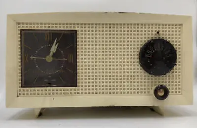 Vintage 1950s General Electric Tube AM Clock Radio Telechron V115 #859 Yellow • $24.99