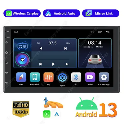 7  Double DIN Android 13.0 Car Stereo Radio GPS Bluetooth MP5 Player Carplay 32G • $64.89
