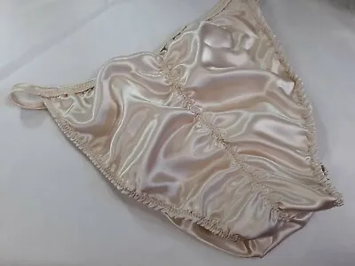 Mens Satin Charmeuse Ruche Rio Back Brief Bikini Or Full S M L Or Xl USA Beige • $32.09