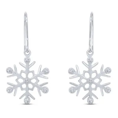 $90.99 • Buy Round Lab Created Moissanite Snowflake Dangle Earrings Sterling Silver