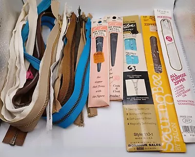 Big Lot Vintage Sewing Zippers Metal & Plastic • $19