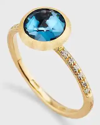 $1500 Marco Bicego Jaipur 18K Yellow Gold Diamond & Blue Topaz Stackable Ring 7 • $699
