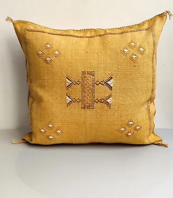 Moroccan Cactus  Silk Sabra Handmade Pillow Mustard Cushion Cover  SET OF 2 • $80