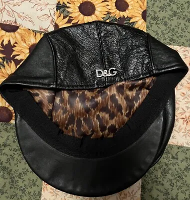 Dolce & Gabbana Black Leather Newsboy Style Cap Hat • $149