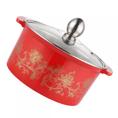  Red Stainless Steel Pot Individual Tea Kettle Stovetop Pasta Cooker • £16.88