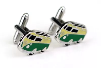 £6.99 • Buy Gift Bag+ Camper Van Design Cufflinks Silver Tone Cuff Links Campervan VW Camp