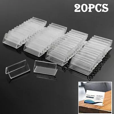 20PCS 4x2cm Acrylic Sign Display Holder Label Price Name Card Tag Shop Stands • £6.89