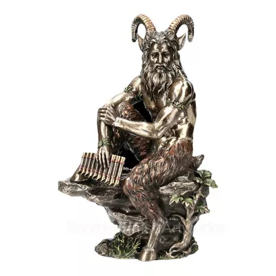 Pan Greek God Of Wild & Nature Faun Statue Sculpture Bronze Finish Figurine • £113.40