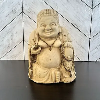 Sitting Laughing Buddha Big Belly Figure Meditation Garden Mid Century 6 1/2 H • £35.11