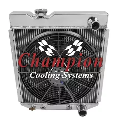 SR Champion 2 Row Radiator W/ 16  Fan For 1964 - 1966 Ford Mustang V8 Engine • $282.95