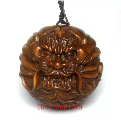 Old Chinese Boxwood Hand Carved Loong Dragon Statue Netsuke Gift Collection 45mm • £23.99