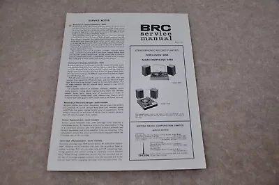 BRC Ferguson 3454 Marconiphone 4454 Record Player Service Manual. • $4.36