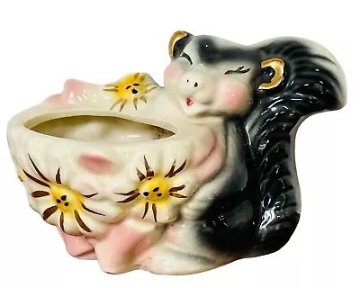 $39.99 • Buy SKUNK PLANTER VTG FLOWER POT PLANTER SUCCULENT Kitsch Sweet Smiling Pink Gold