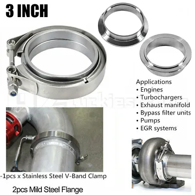 3  Inch 76mm V-Band Vband Clamp Stainless Steel Flange Turbo Exhaust Downpipe AU • $19.29