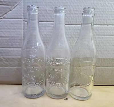 Old Vintage Embossed Rices Aerated Waters Clares Cordials Softdrink Bottle 10 Oz • $15