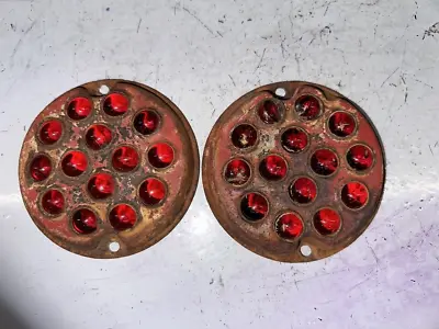 PAIR Vintage PATINA Marble CAT EYE Reflector RED GLASS TRUCK Travel Trailer 8 • $134.96