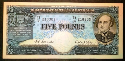 $41 • Buy Australia 1954 £5 Five Pound Banknote - AUNC
