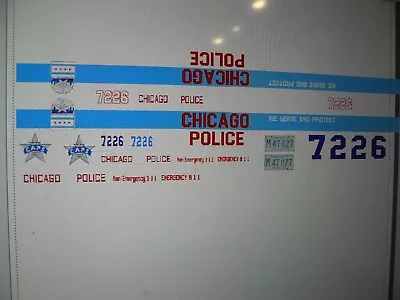 Chicago Police Sedan  Police Patrol  Car Decals Chev Caprice Over/Under 1:18 • $14.97