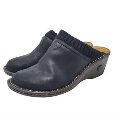 UGG | Gael Leather Sheep Skin Clog Black Size 10 • $49.99