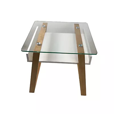 BonVIVO Small Coffee Table-  Modern Glass Living Room Tables #N7097 • $129.98
