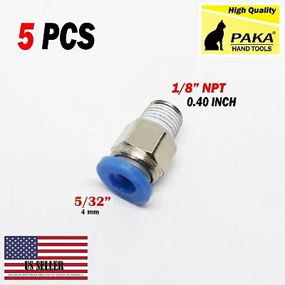 5 X Male Straight Connector Tube OD 5/32  (4mm) X NPT 1/8 PU Air Push In Fitting • $9.39